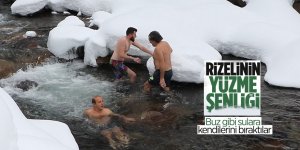 Rize’de, karlı Fırtına Deresi’nde yüzdüler