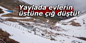 Yaylada evlerin üstüne çığ düştü!