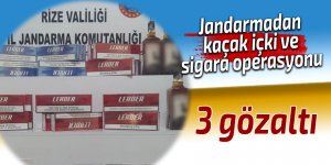 Jandarmadan kaçak içki ve sigara operasyonu: 3 gözaltı