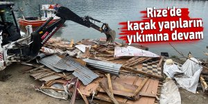 Rize'de kaçak yapıların yıkımına devam