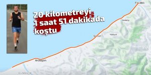 20 kilometreyi 1 saat 51 dakikada koştu