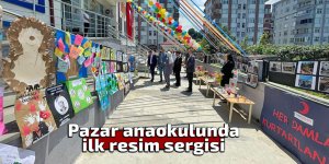 Pazar anaokulunda ilk resim sergisi