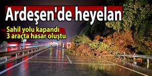 Ardeşen'de heyelan: Sahil yolu kapandı, 3 araçta hasar