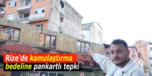 Rize'de kamulaştırma bedeline pankartlı tepki