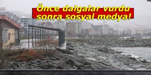 Rize'de dalgaların vurduğu işletme sosyal medya mağduru oldu!