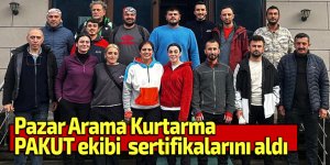 Pazar Arama Kurtarma'ya sertifika