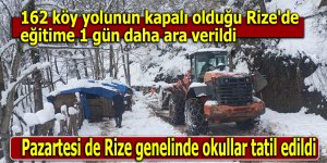 162 köy yolunun kapalı olduğu Rize'de eğitime 1 gün daha ara verildi