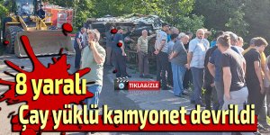 Çay yüklü kamyonet devrildi: 8 yaralı