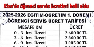 Rize'de öğrenci servis ücretleri belli oldu