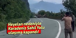 Heyelan Karadeniz Sahil Yolu'nu ulaşıma kapattı