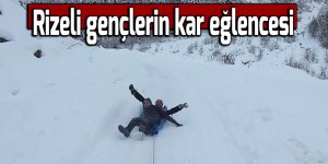 Rizeli gençlerin kar eğlencesi