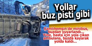 Rize buz tuttu, ambulans yolda kaldı!