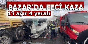 Pazar'da TIR kazası: 1'i ağır 4 yaralı