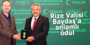 Rize Valisi Baydaş'a anlamlı ödül