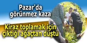 Pazar'da görünmez kaza: Kiraz toplamak için çıktığı ağaçtan düştü