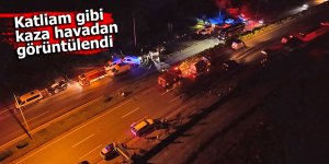 Katliam gibi kaza havadan görüntülendi